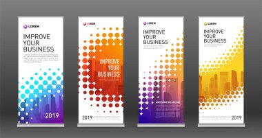 Afiş tasarım şablonları kümesi olarak endüstriyel topla