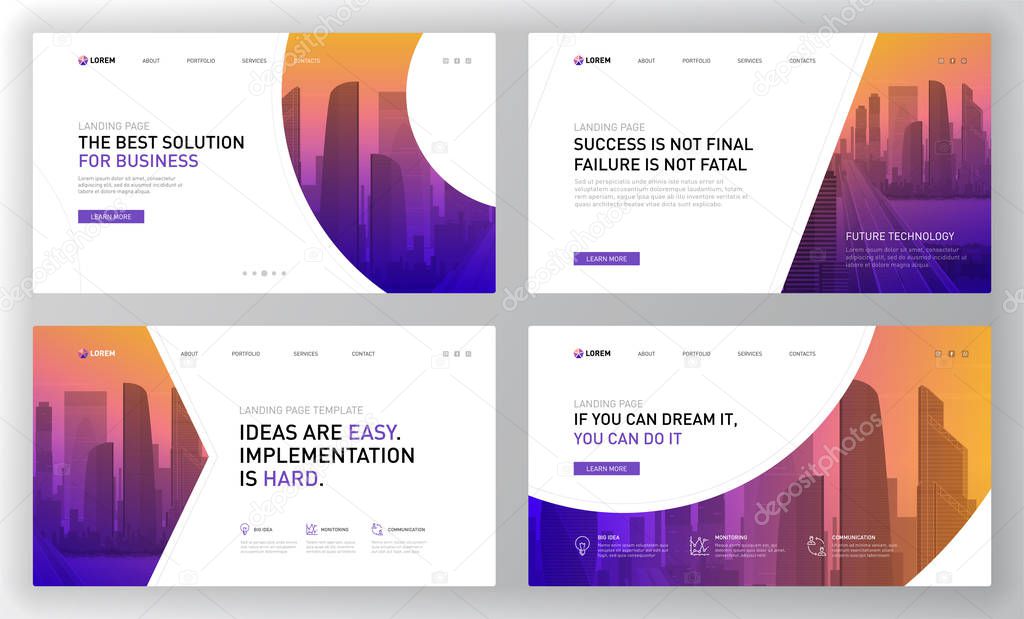 Landing pages templates set for business