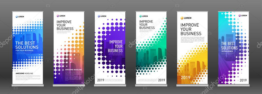 Real estate roll up banners design templates set