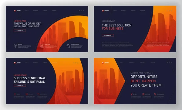 Plantillas de landing pages configuradas para negocios — Vector de stock