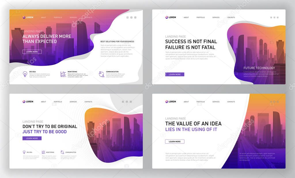 Landing page templates set for business