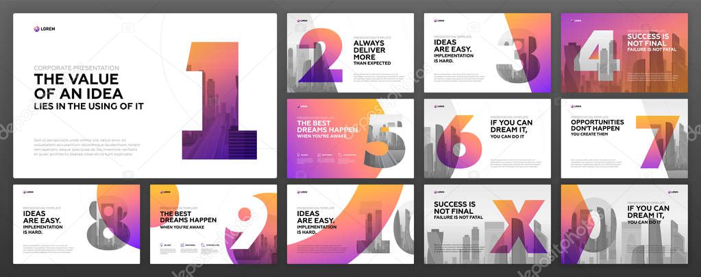 Business presentation templates set