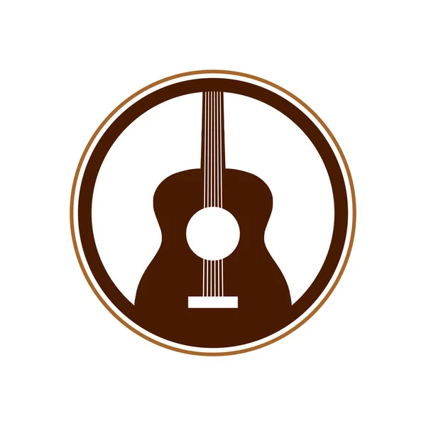 Acoustic Guitar Circle Emblem Vector Symbol Graphic Logo Design — Stock Vector