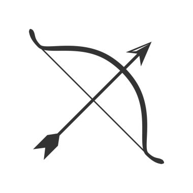 Basit yay ve ok siluet vektör simge grafik Logo tasarımı