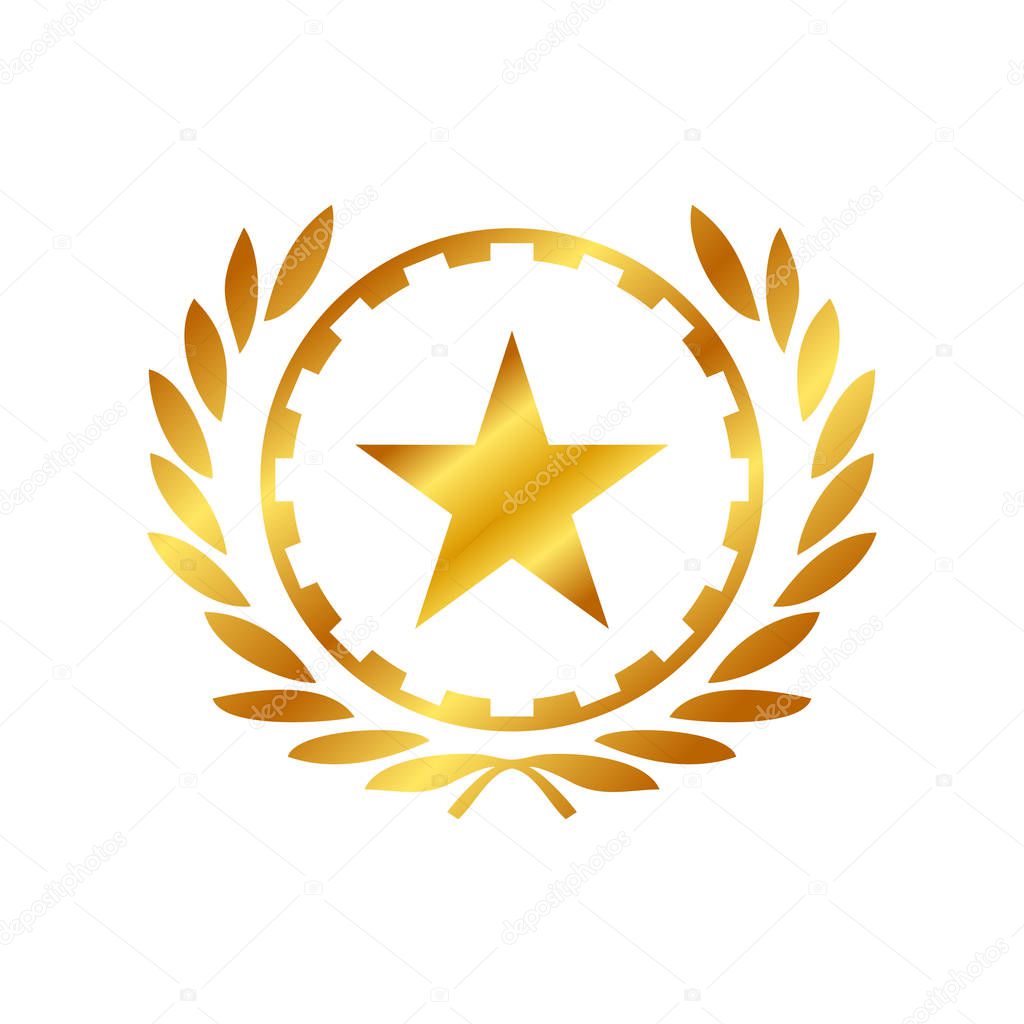 Golden Star Working Class Hero Vector Symbol Graphic Logo Design