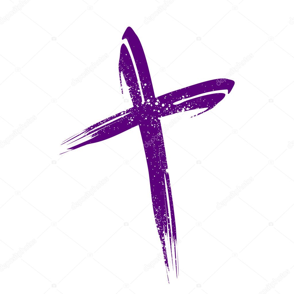 Crucifix Cross Brush Strokes Vector Symbol Graphic Logo Design