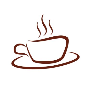 Cafe sıcak kahve fincanı hat sanat vektör simge grafik Logo Tasarım