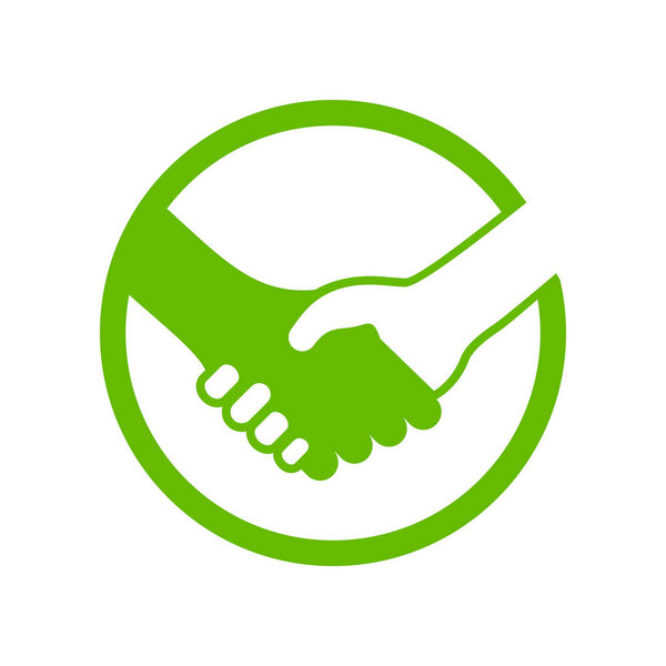 Handshake Circle Green Icon Vector Symbol Graphic Logo Design Template