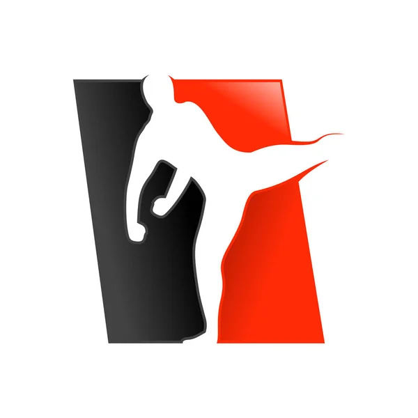 Mix Martial Art Fighter Kick Vector Symbol Graphic Logo Design