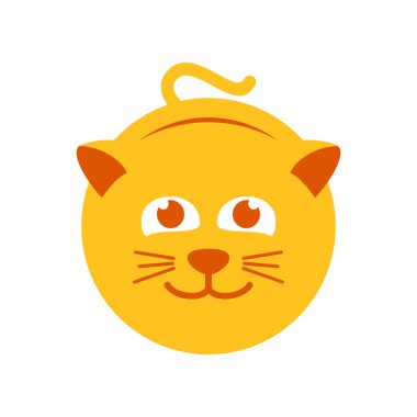 Şirin sarı kedi vektör simge grafik Logo tasarımı