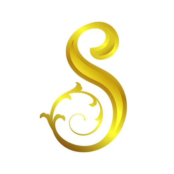 Inicial Lettermark Golden Floral Ornamental Vector Symbol Graphic Logo Design — Vector de stock