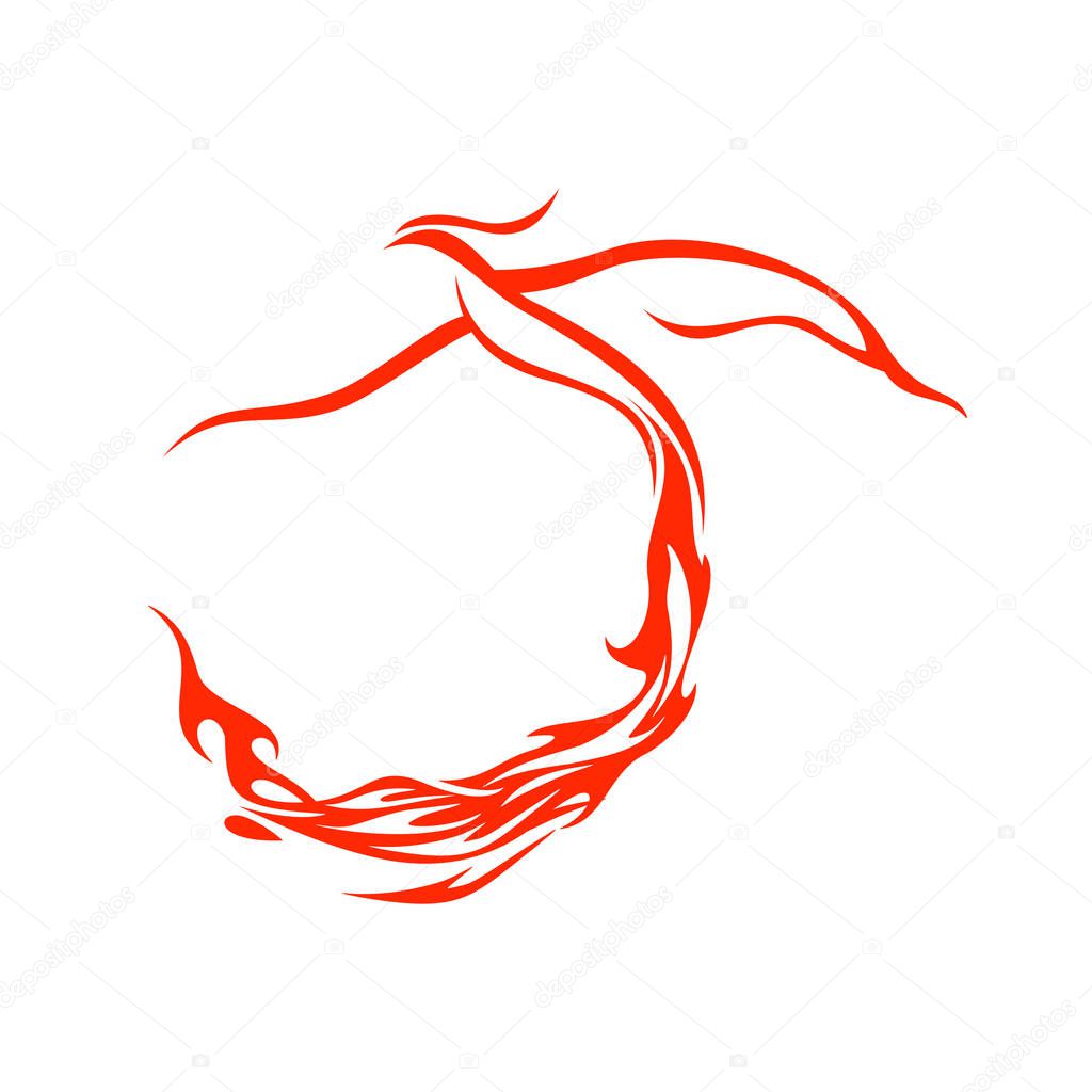 Fire Tail Phoenix Flying Vector Symbol Graphic Logo Design Template