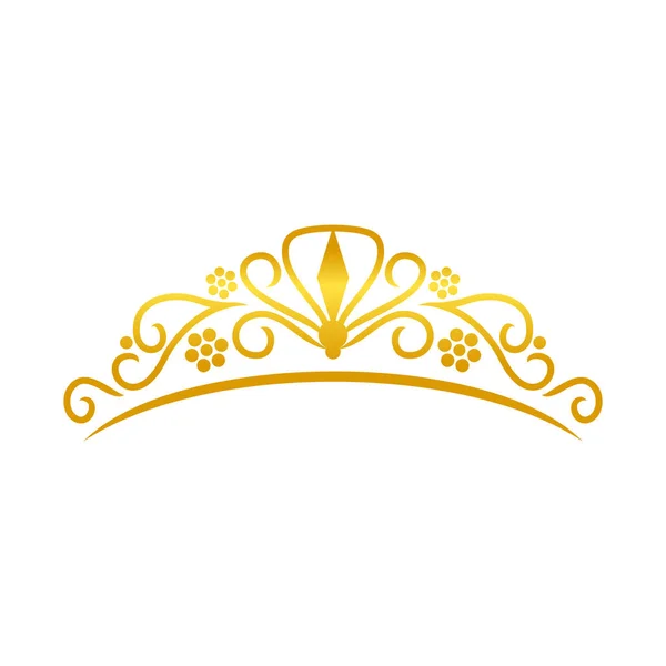 Belleza Oro Tiara Crown Vector Symbol Diseño Logo Gráfico — Vector de stock