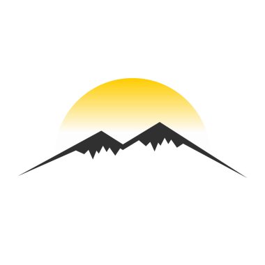 Dağ Güneş görünümü vektör simge grafik Logo tasarım şablonu