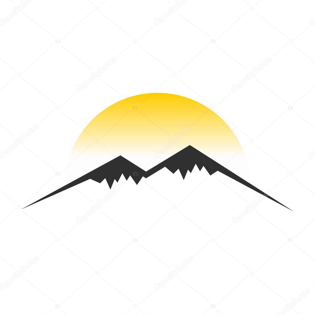 Mountain Sun View Vector Symbol Graphic Logo Design Template