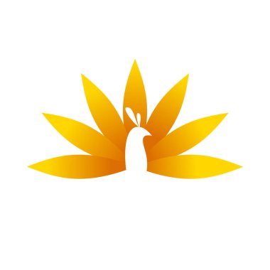 Tavus kuşu altın çiçek şekli vektör simge grafik Logo tasarım şablonu
