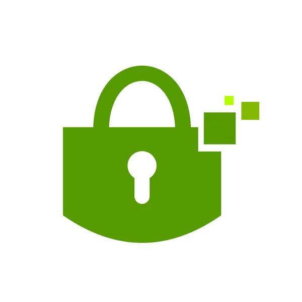 Digitales Safe Vorhängeschloss grünes Symbol Logo Design — Stockvektor