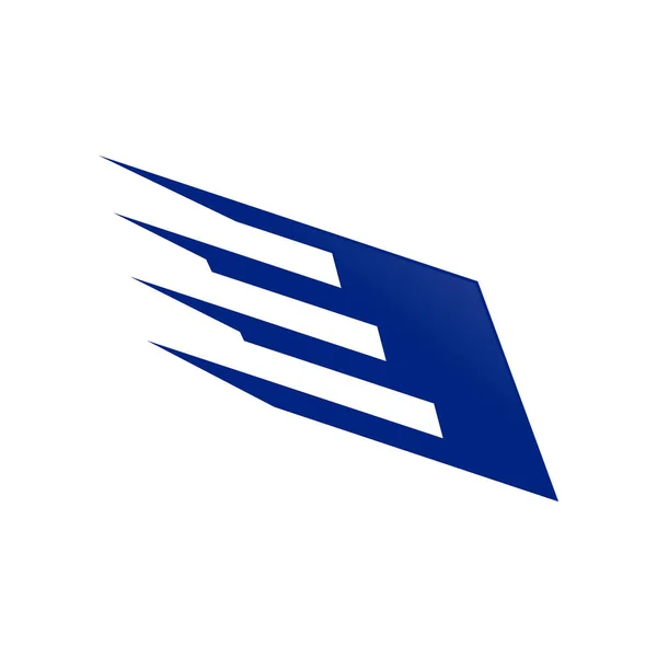 Rychlé Křídlo Ocelově Modrá Technologie Vektor Symbol Grafické Logo Šablona — Stockový vektor