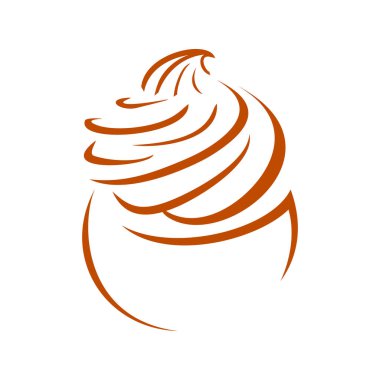 Cupcake satırı sanat kırbaç krem vektör simge grafik Logo tasarım şablonu
