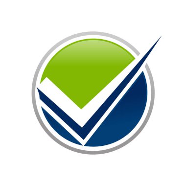 Benzersiz yeşil mavi onay işareti daire vektör simge grafik Logo tasarım şablonu