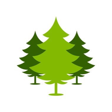 Noel yeşil orman çam ağaçları basit illüstrasyon vektör simge grafik Logo tasarım şablonu