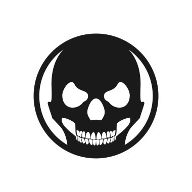 Siyah daire kafatası ölüm yüz vektör simge grafik Logo tasarım şablonu