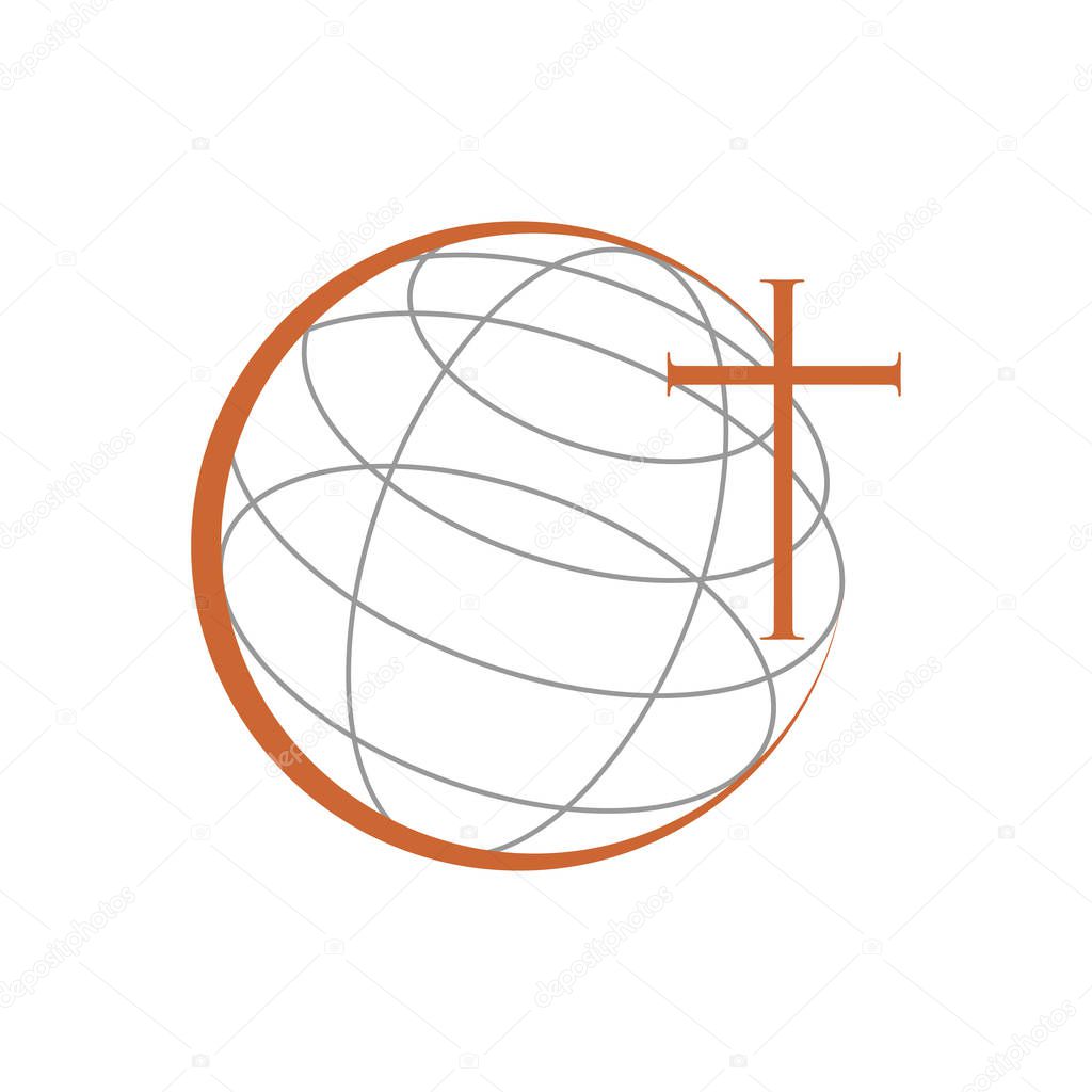 Christian Church Ministry World Cross Vector Symbol Graphic Logo Design Template