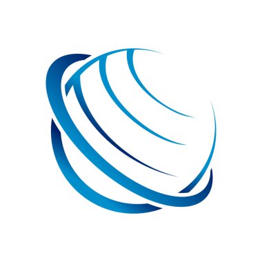 Küresel iletişim uydu Blue Circle vektör simge grafik Logo tasarım şablonu