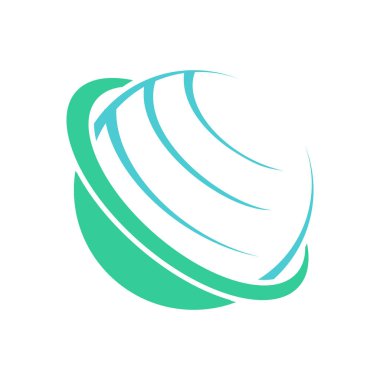 Küresel iletişim uydu yeşil daire vektör simge grafik Logo tasarım şablonu