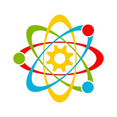 Atom bilim renkli simge tasarım mühendislik