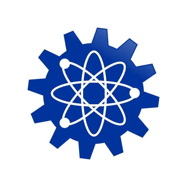 Blue Gear Cog Science Engineering Atom Σχεδιασμός Σύμβολο — Διανυσματικό Αρχείο