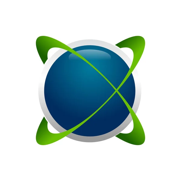 Design de logotipo de símbolo 3D circular de expansão global — Vetor de Stock