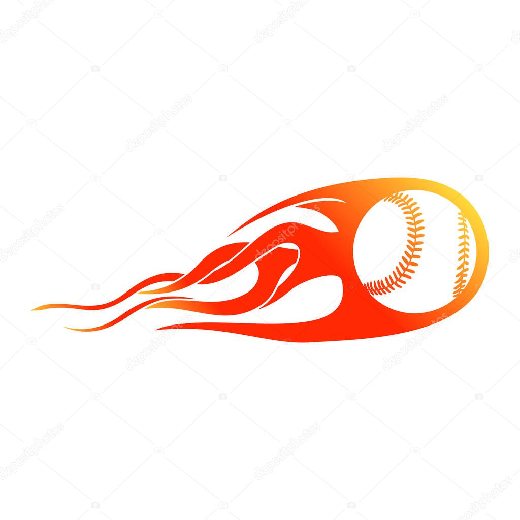 Baseball Blast Flames Symbol Design