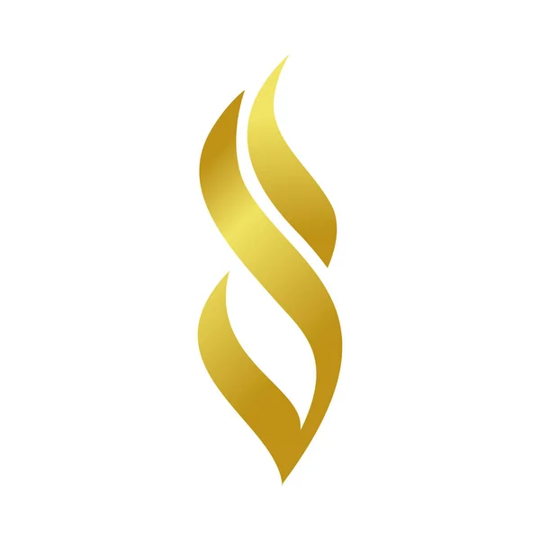 Golden absztrakt tűz láng alak szimbólum-tervező — Stock Vector