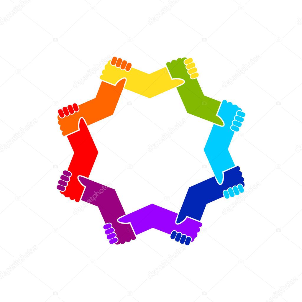 Unity in Diversity Holding Hands Star Shape Symbol