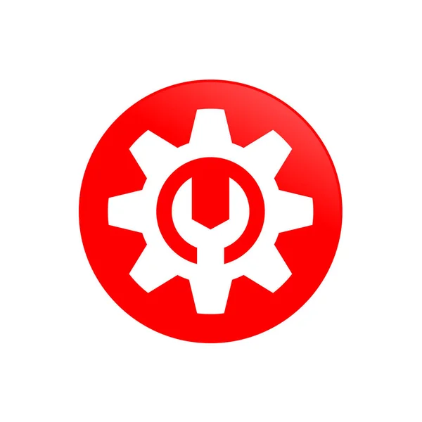 齿轮机械红色圆形符号图标设计 — 图库矢量图片