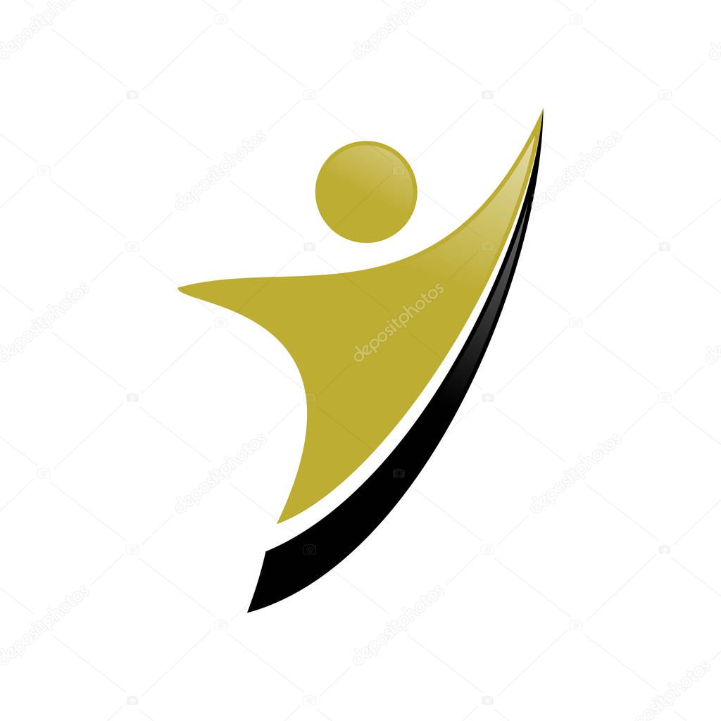 Golden Success Way Abstract Figure Vector Symbol Graphic Logo Design Template