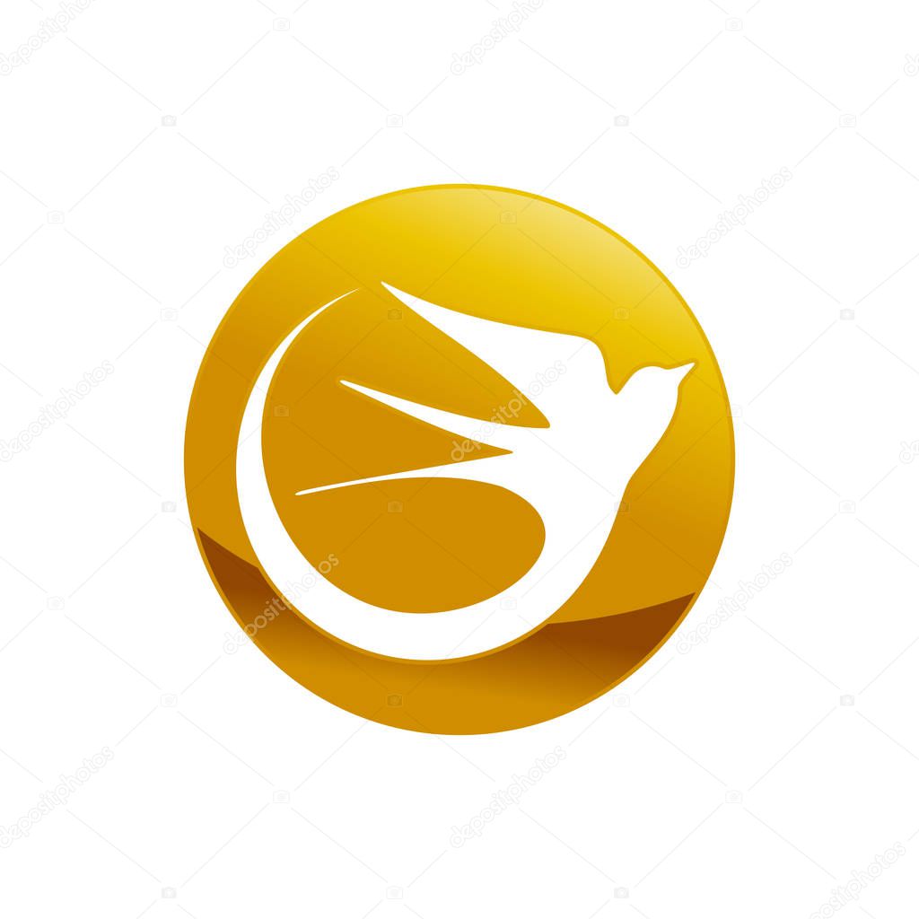Abstract Swallow Bird Golden Emblem Vector Symbol Graphic Logo Design Template