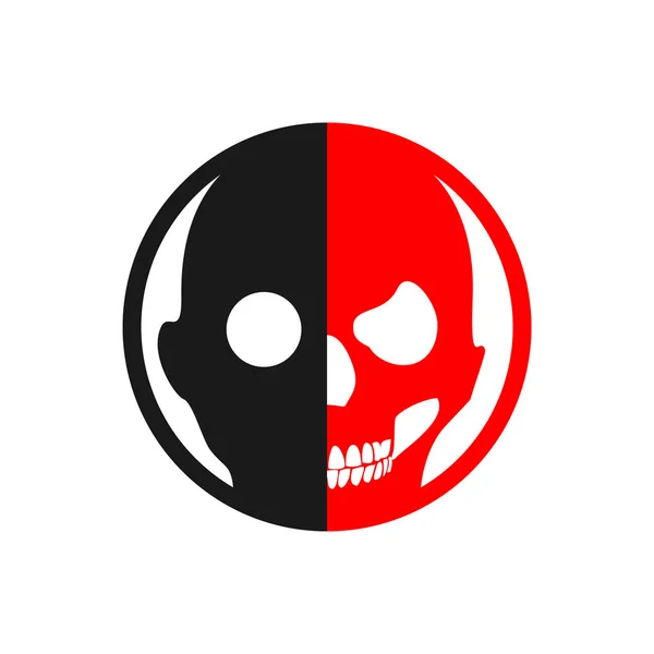 Half Face Halloween Skull Symbol Design — Stockový vektor