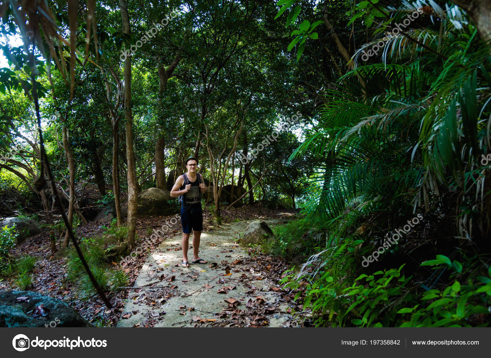 Young Tourist Having Jungle Trekking Tropical Tioman Island Malaysia Beautiful Stock Photo Image By C Annabieniek 197358842
