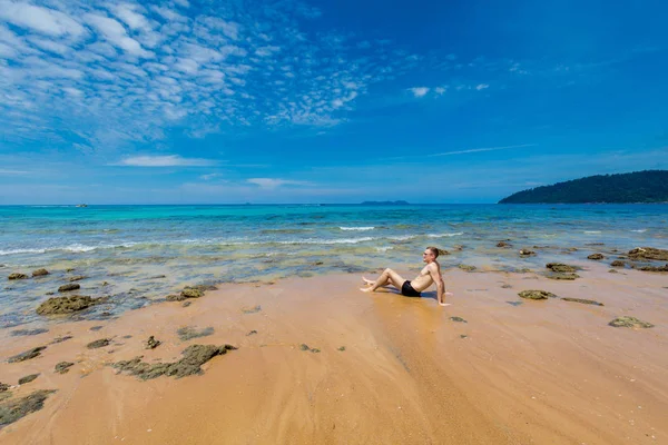 Landscape Young Tourist Tropical Tioman Island Malaysia Beautiful Seascape South — Stock Photo, Image