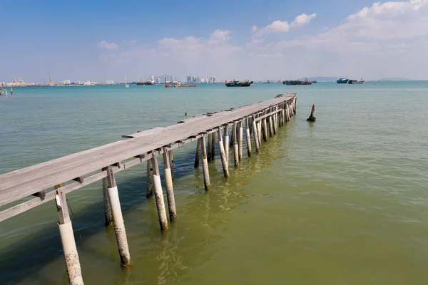 Paisaje Con Muelle Madera Espárrago Paloma Isla Penang Malasia Hermoso — Foto de Stock