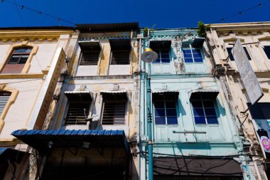 Georgetown Malezya Penang Adası sömürge mimarisi. Güney Doğu Asya'nın güzel cityscape.
