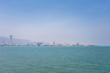 Malezya Penang Adası manzara. Güzel deniz manzarası ve Güney Doğu Asya'nın liman.
