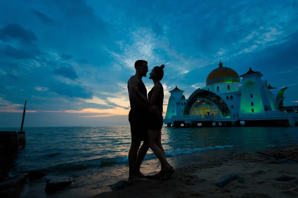 Wunderschöne Architektur Der Melaka Meerenge Moschee Malakka Stadt Malaysia Schönes — Stockfoto