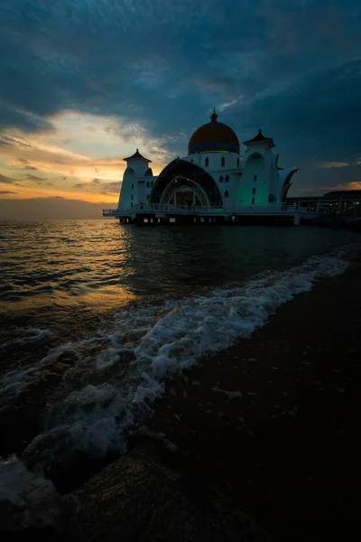 Vackra Arkitekturen Malacka Sundet Moskén Malacca Stad Malaysia Vacker Sakral — Stockfoto