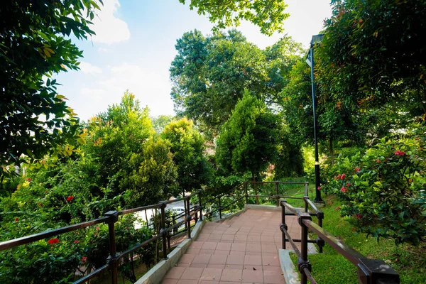 Hermosas Escaleras Coloniales Parque Del Jardín Ciudad Malaca Malasia Hermoso — Foto de Stock