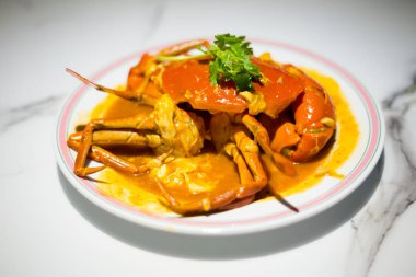 Singapur stil sıcak biber yengeç China Town görev yaptı. Güney Doğu Asya Deniz ürünleri tabağı.