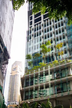 Singapur güzel modern fütüristik mimarisi. Cityscape Güney Doğu Asya.