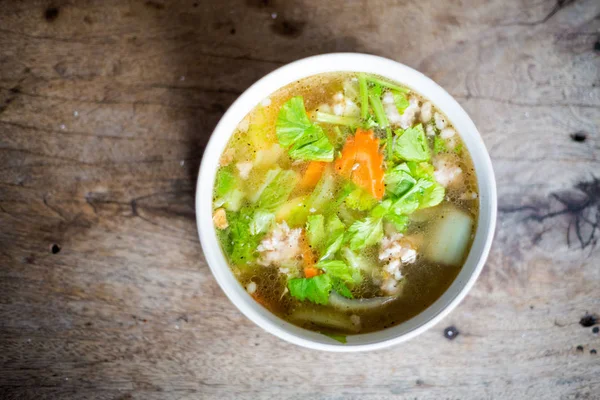 Sopa Caldo Aromático Asiático Recién Preparada Con Col Zanahoria Cerdo —  Fotos de Stock